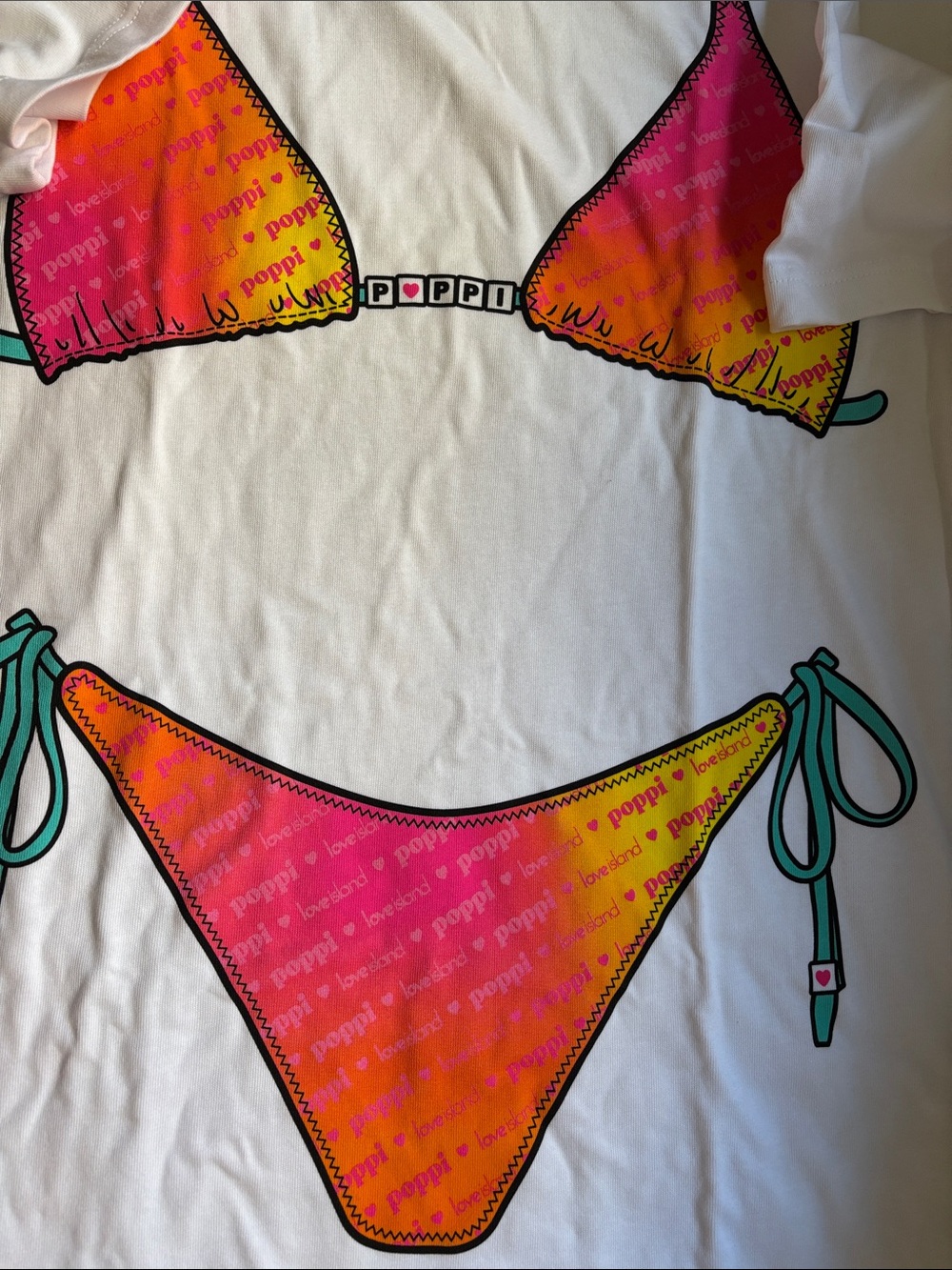 Poppi White Mini Dress with Pink-Orange Bikini Print - Picture 3 of 3